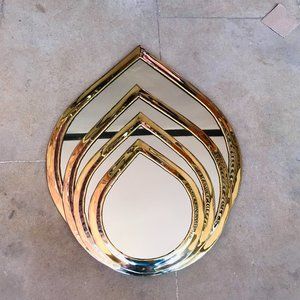 Elegant Set of Four Brass Drop-Shaped Wall Mirrors